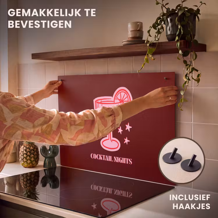 Inductiebeschermer & spatscherm (2in1) - Cocktail - Kerst - Burgundy - Roze — 7