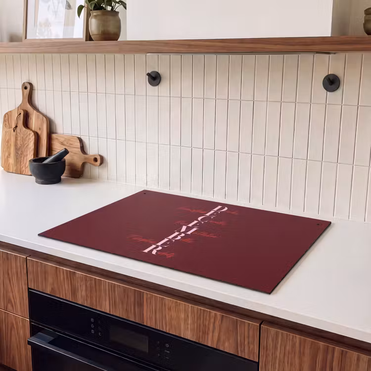 Inductiebeschermer & spatscherm (2in1) - December - Tekst - Kerst - Burgundy — 3