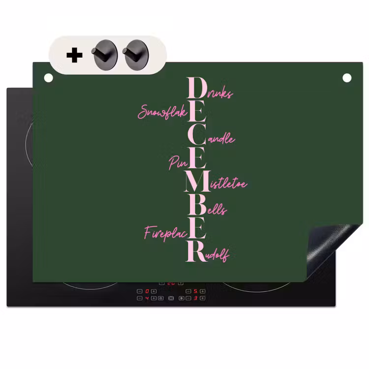 Inductiebeschermer & spatscherm (2in1) - December - Tekst - Kerst - Groen — 1