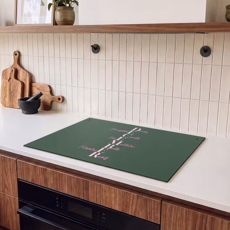 Inductiebeschermer & spatscherm (2in1) - December - Tekst - Kerst - Groen — 3