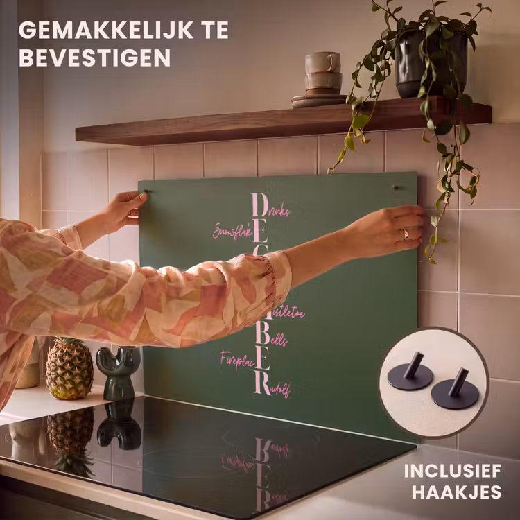 Inductiebeschermer & spatscherm (2in1) - December - Tekst - Kerst - Groen — 7