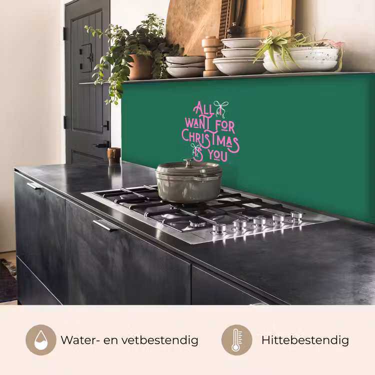 Keuken achterwand - Kerst - Tekst - Roze - Groen — 5