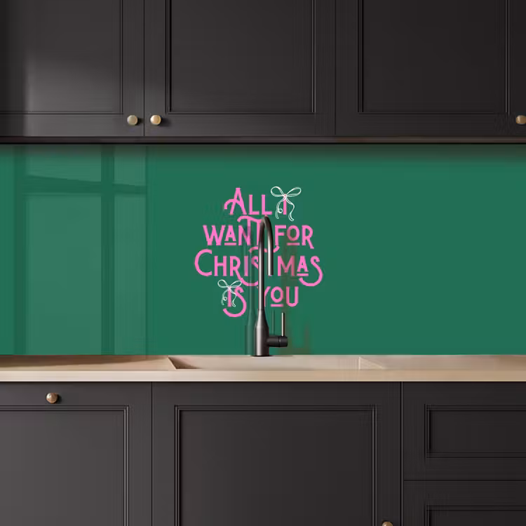 Keuken achterwand - Kerst - Tekst - Roze - Groen — 6