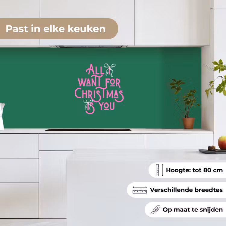 Keuken achterwand - Kerst - Tekst - Roze - Groen — 7