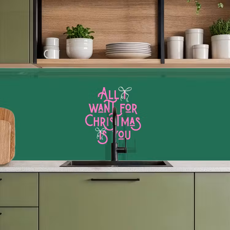 Keuken achterwand - Kerst - Tekst - Roze - Groen — 8