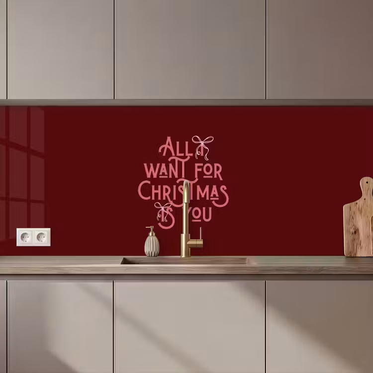 Keuken achterwand - Tekst - Kerst - Rood - Roze — 1