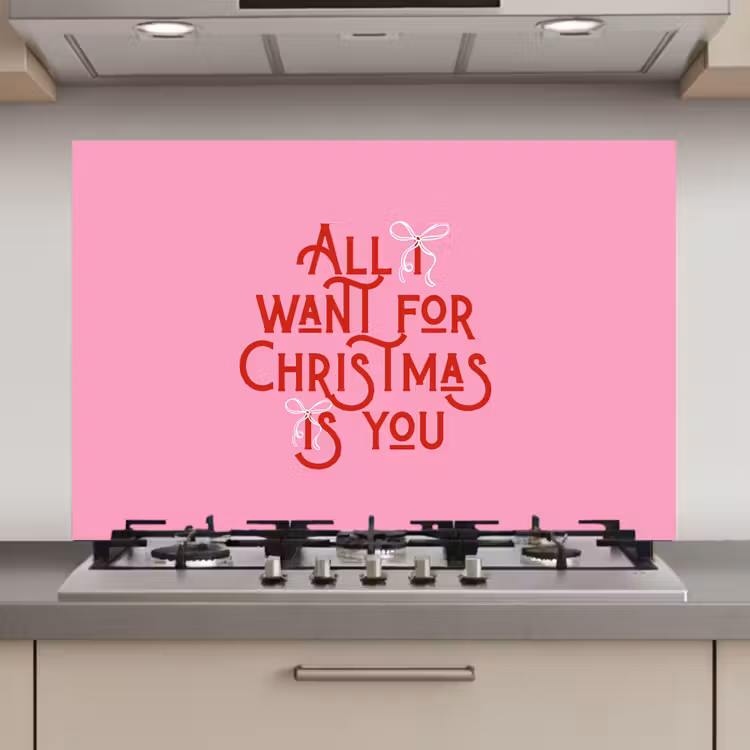 Keuken achterwand - Tekst - Kerst - Roze - Rood — 1