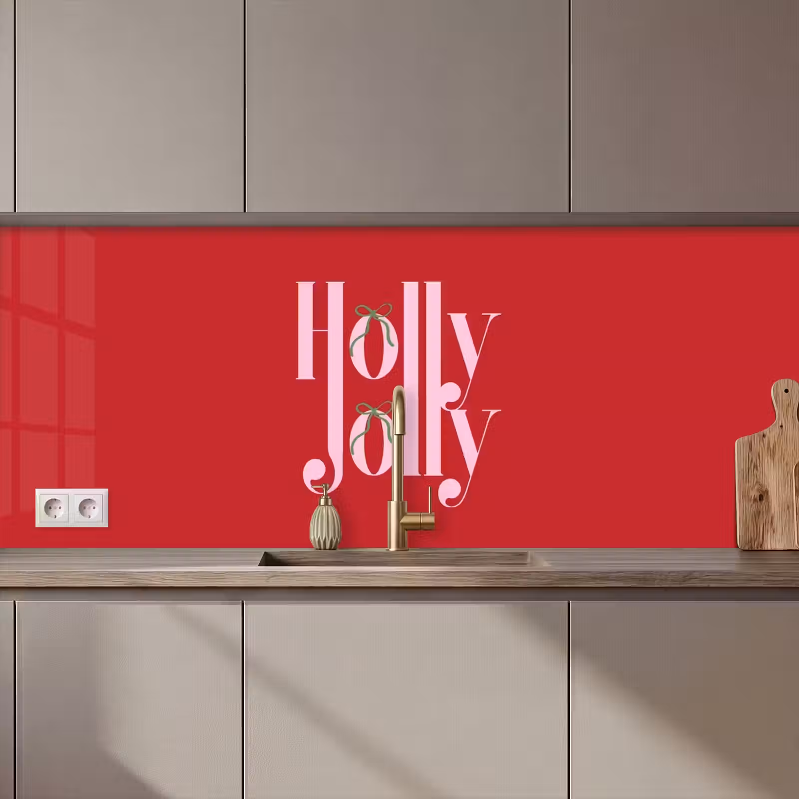 Keuken achterwand - Kerst - Roze - Rood - Tekst — 1