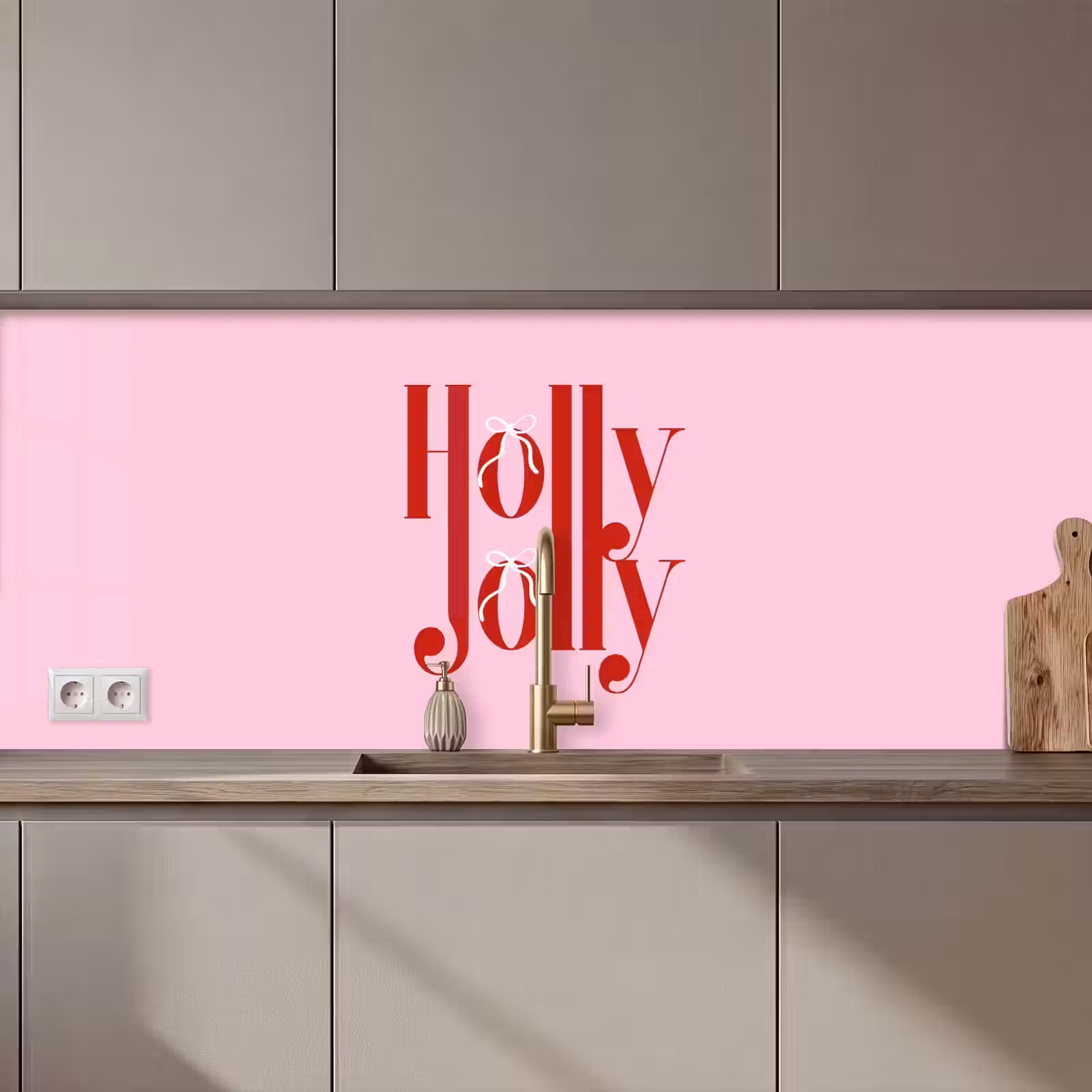 Keuken achterwand - Kerst - Tekst - Rood - Roze — 1