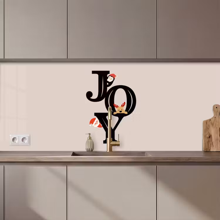 Keuken achterwand - Joy - Animatie - Zwart - Kerst — 1