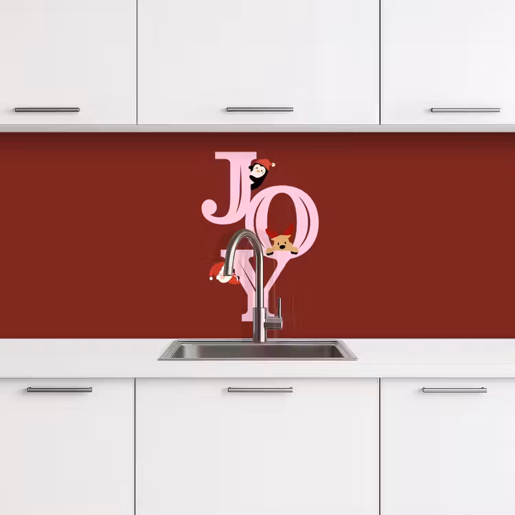 Keuken achterwand - Joy - Kerst - Animatie - Rood - Roze — 4