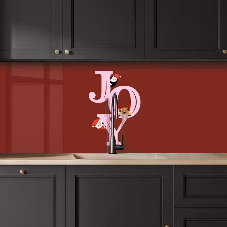 Keuken achterwand - Joy - Kerst - Animatie - Rood - Roze — 6