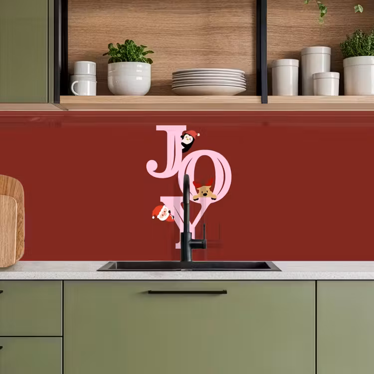 Keuken achterwand - Joy - Kerst - Animatie - Rood - Roze — 8
