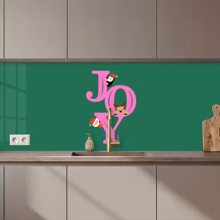 Keuken achterwand - Joy - Kerst - Animatie - Roze - Groen — 1