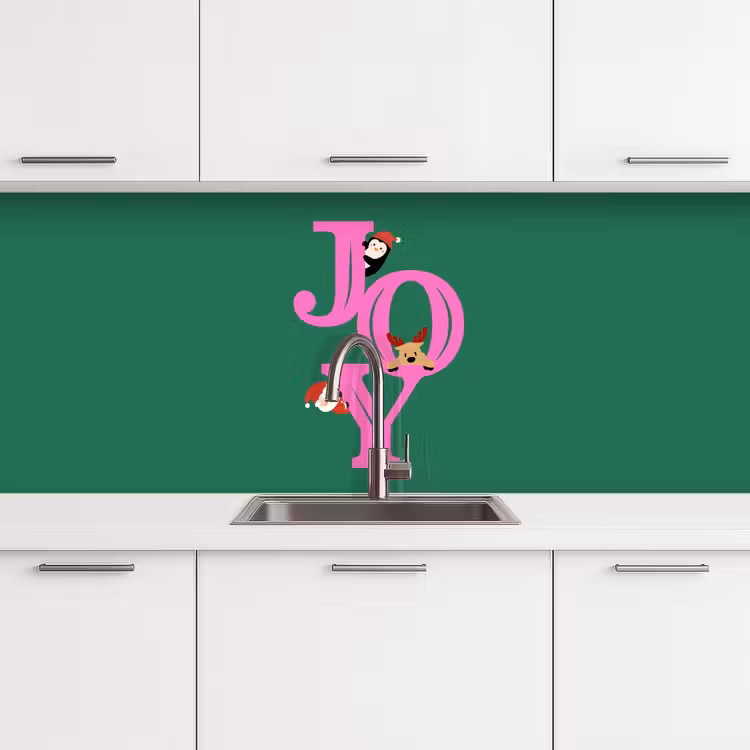 Keuken achterwand - Joy - Kerst - Animatie - Roze - Groen — 4
