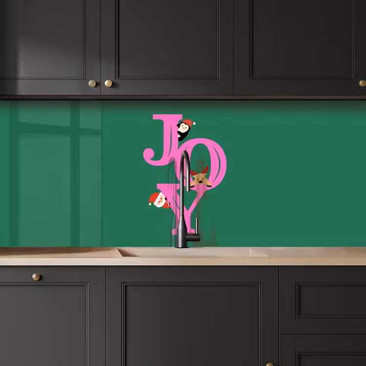 Keuken achterwand - Joy - Kerst - Animatie - Roze - Groen — 6