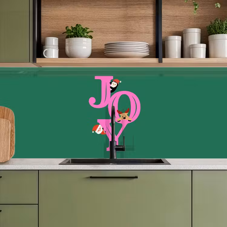 Keuken achterwand - Joy - Kerst - Animatie - Roze - Groen — 8