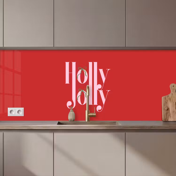 Keuken achterwand - Kerst - Roze - Rood - Tekst — 1