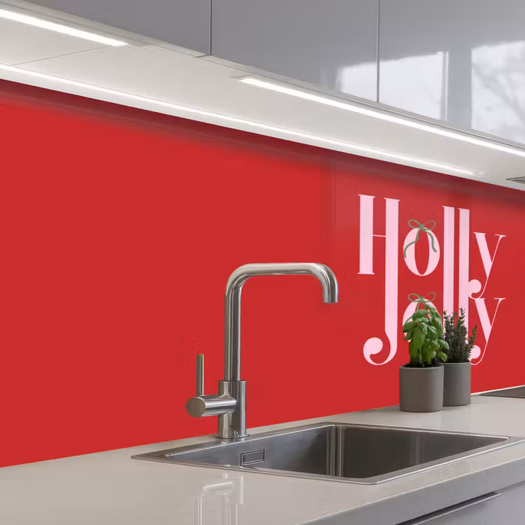 Keuken achterwand - Kerst - Roze - Rood - Tekst — 2