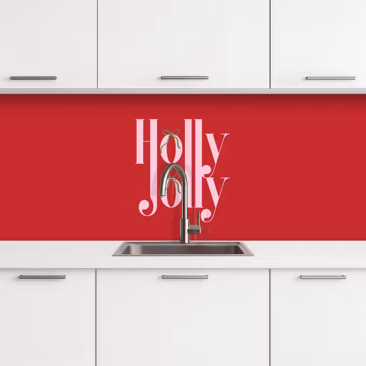 Keuken achterwand - Kerst - Roze - Rood - Tekst — 4