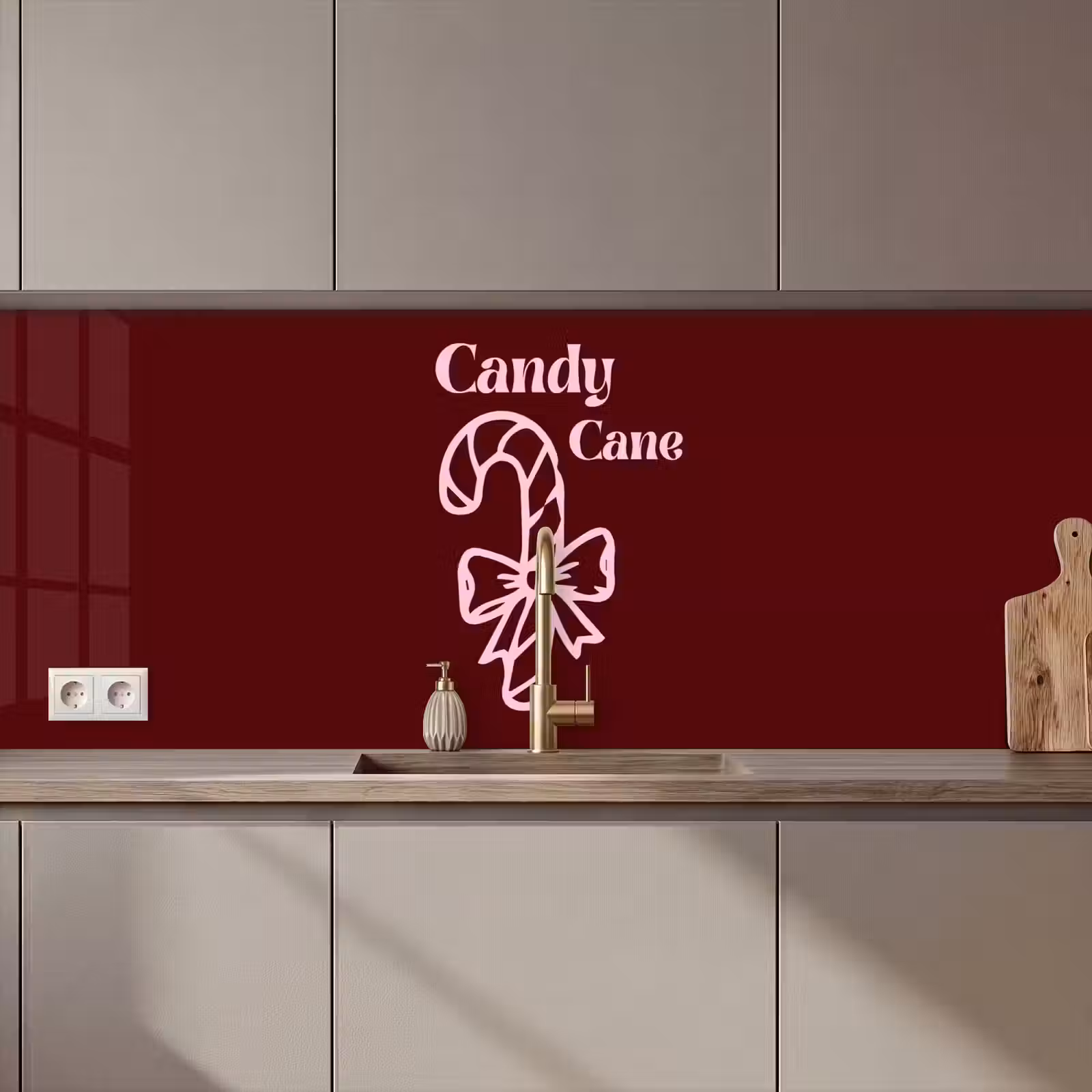 Keuken achterwand - Kerst - Snoep - Tekst - Roze — 1