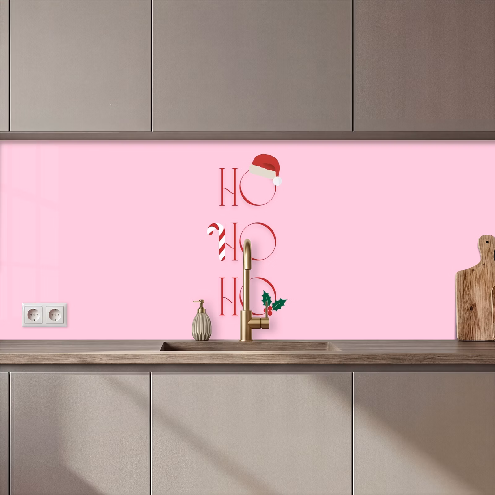 Keuken achterwand - Kerst - Tekst - Roze - Illustratie — 1