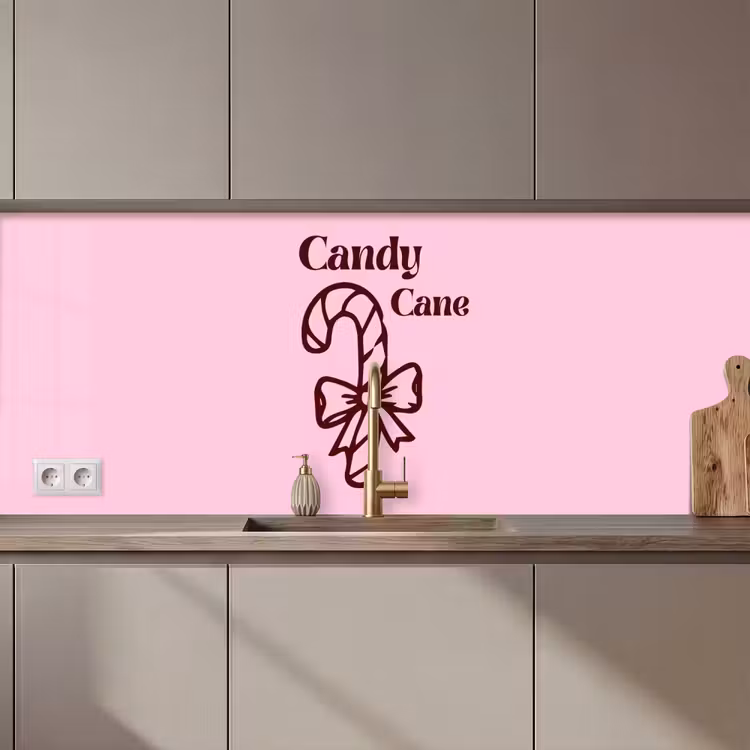Keuken achterwand - Kerst - Snoep - Tekst - Bruin - Roze — 1