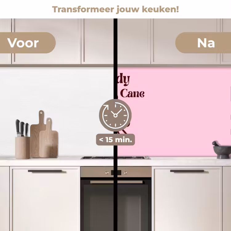Keuken achterwand - Kerst - Snoep - Tekst - Bruin - Roze — 3