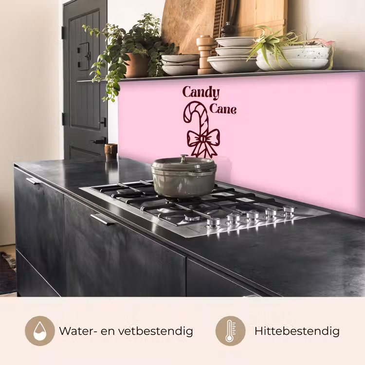 Keuken achterwand - Kerst - Snoep - Tekst - Bruin - Roze — 5