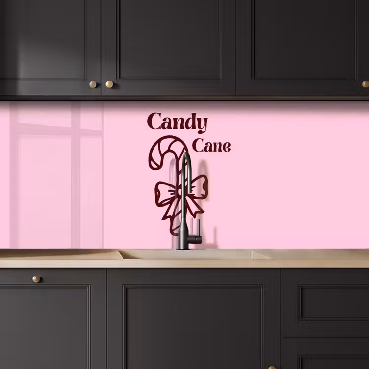 Keuken achterwand - Kerst - Snoep - Tekst - Bruin - Roze — 6