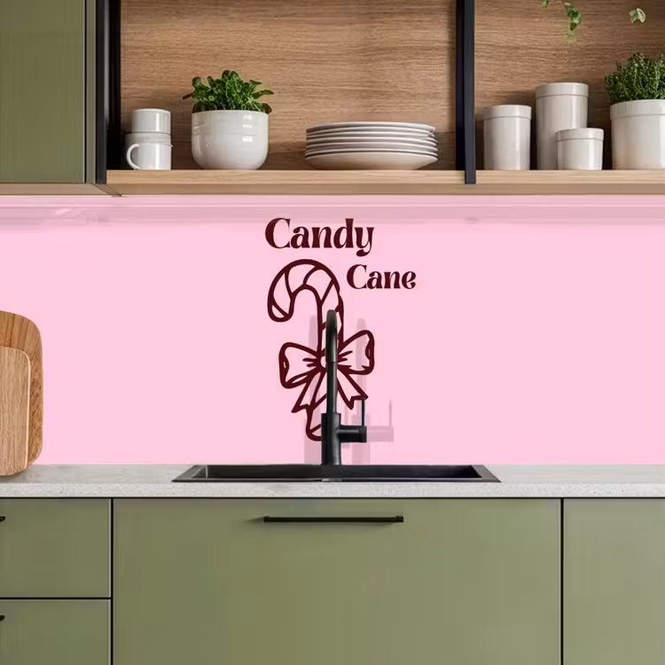 Keuken achterwand - Kerst - Snoep - Tekst - Bruin - Roze — 8