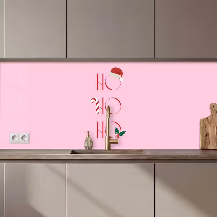 Keuken achterwand - Kerst - Tekst - Roze - Illustratie — 1