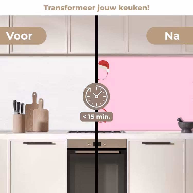 Keuken achterwand - Kerst - Tekst - Roze - Illustratie — 3