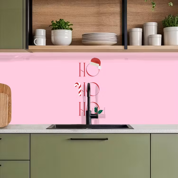 Keuken achterwand - Kerst - Tekst - Roze - Illustratie — 8