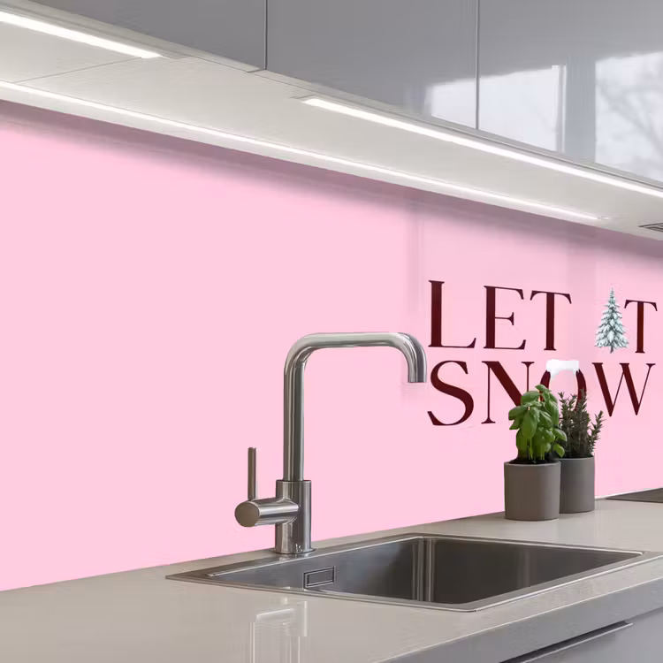 Keuken achterwand - Kerst - Tekst - Sneeuw - Roze — 2