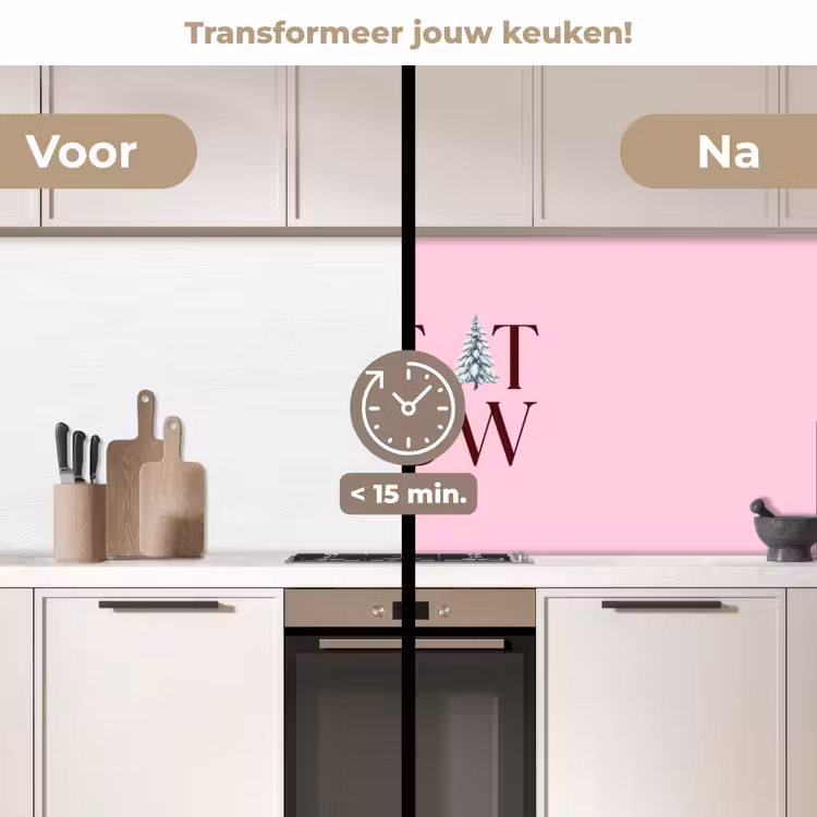 Keuken achterwand - Kerst - Tekst - Sneeuw - Roze — 3