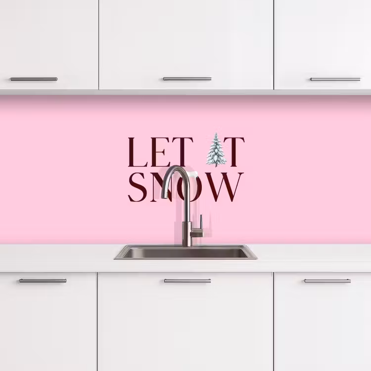 Keuken achterwand - Kerst - Tekst - Sneeuw - Roze — 4