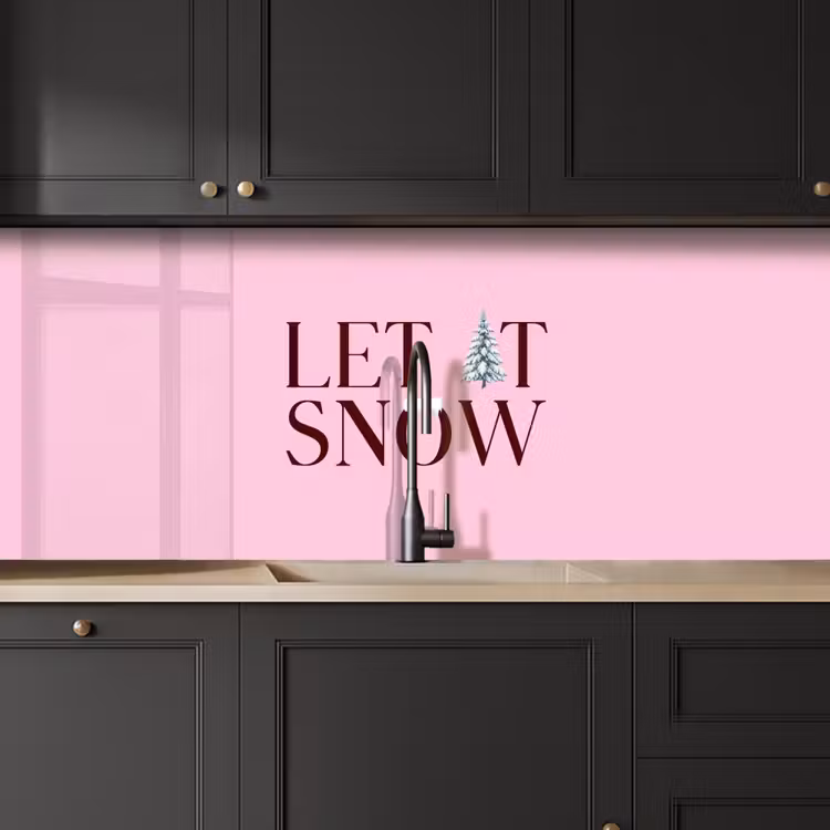 Keuken achterwand - Kerst - Tekst - Sneeuw - Roze — 6