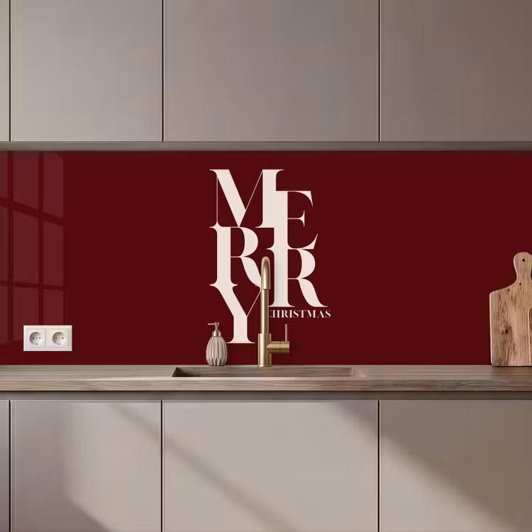 Keuken achterwand - Merry - Tekst - Donker - Rood — 1
