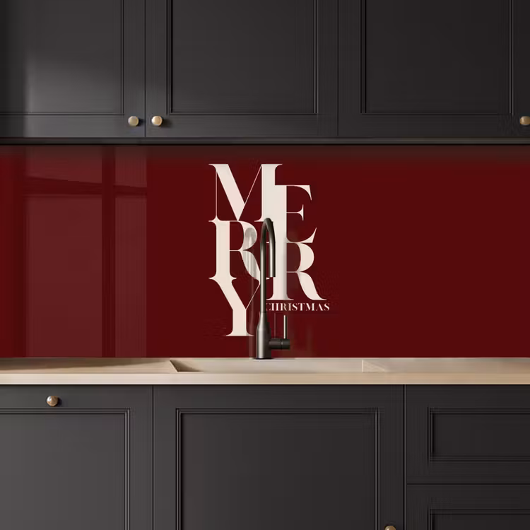 Keuken achterwand - Merry - Tekst - Donker - Rood — 6
