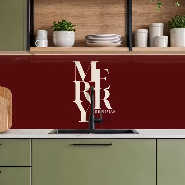 Keuken achterwand - Merry - Tekst - Donker - Rood — 8
