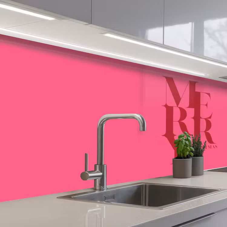 Keuken achterwand - Merry - Tekst - Kerst - Roze — 2