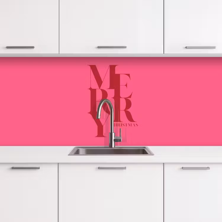 Keuken achterwand - Merry - Tekst - Kerst - Roze — 4