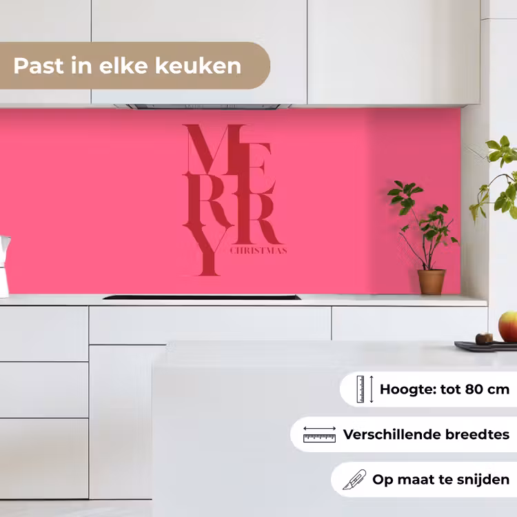 Keuken achterwand - Merry - Tekst - Kerst - Roze — 7