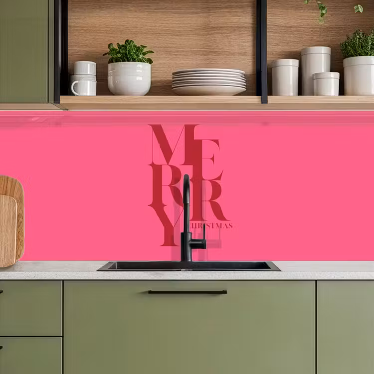 Keuken achterwand - Merry - Tekst - Kerst - Roze — 8