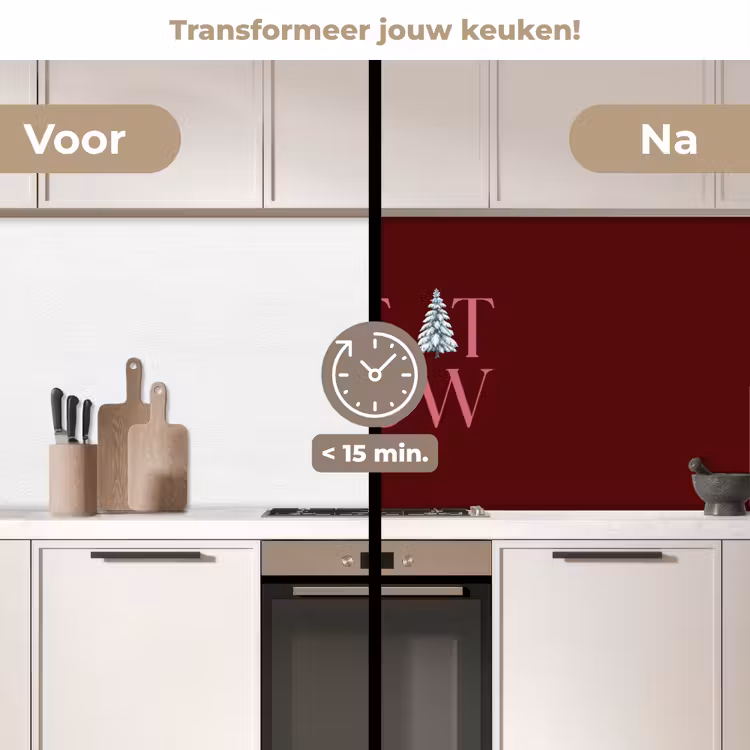 Keuken achterwand - Tekst - Kerst - Sneeuw - Roze — 3
