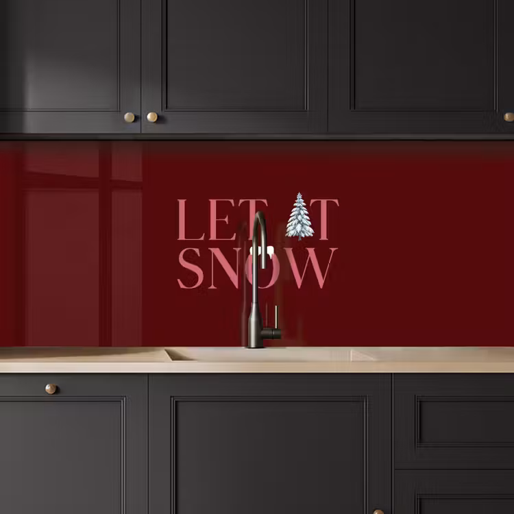 Keuken achterwand - Tekst - Kerst - Sneeuw - Roze — 6
