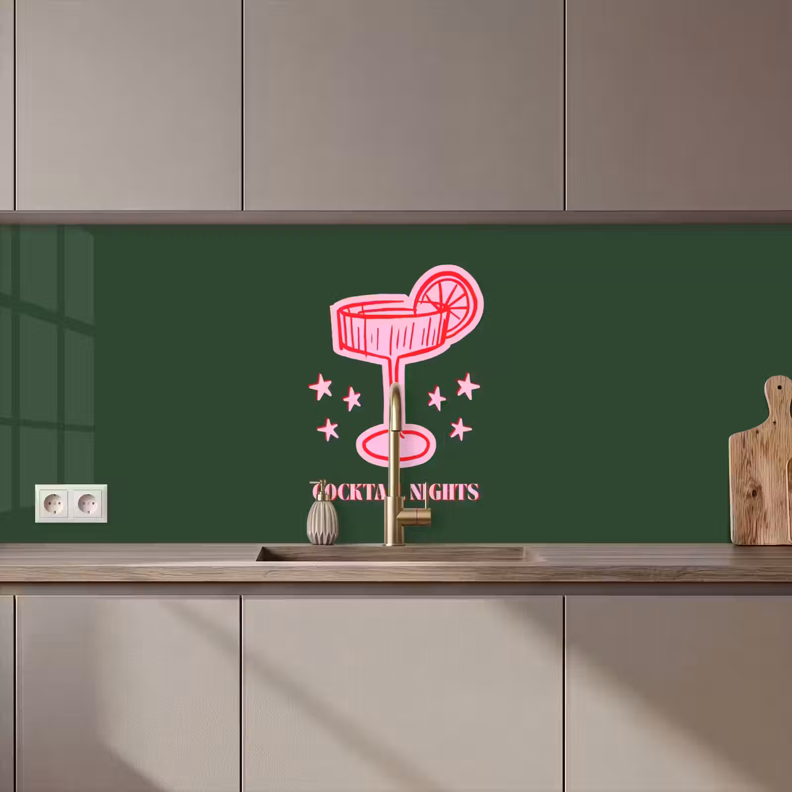 Keuken achterwand - Cocktail - Kerst - Roze - Groen — 1