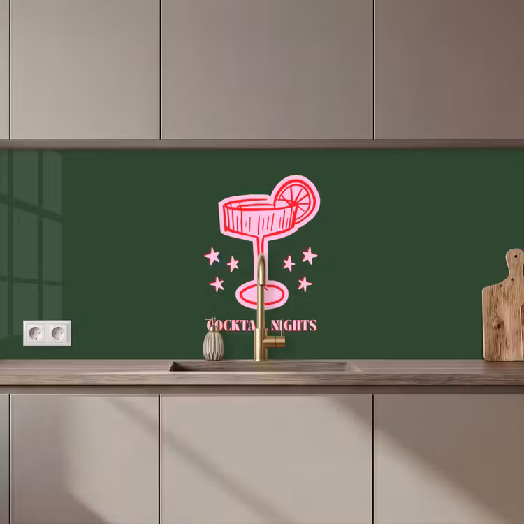 Keuken achterwand - Cocktail - Kerst - Roze - Groen — 1