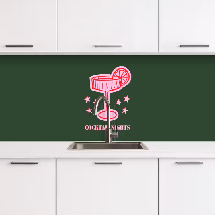 Keuken achterwand - Cocktail - Kerst - Roze - Groen — 4